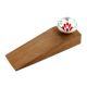 White Red Floral Crackle Ceramic Wooden Door Stopper